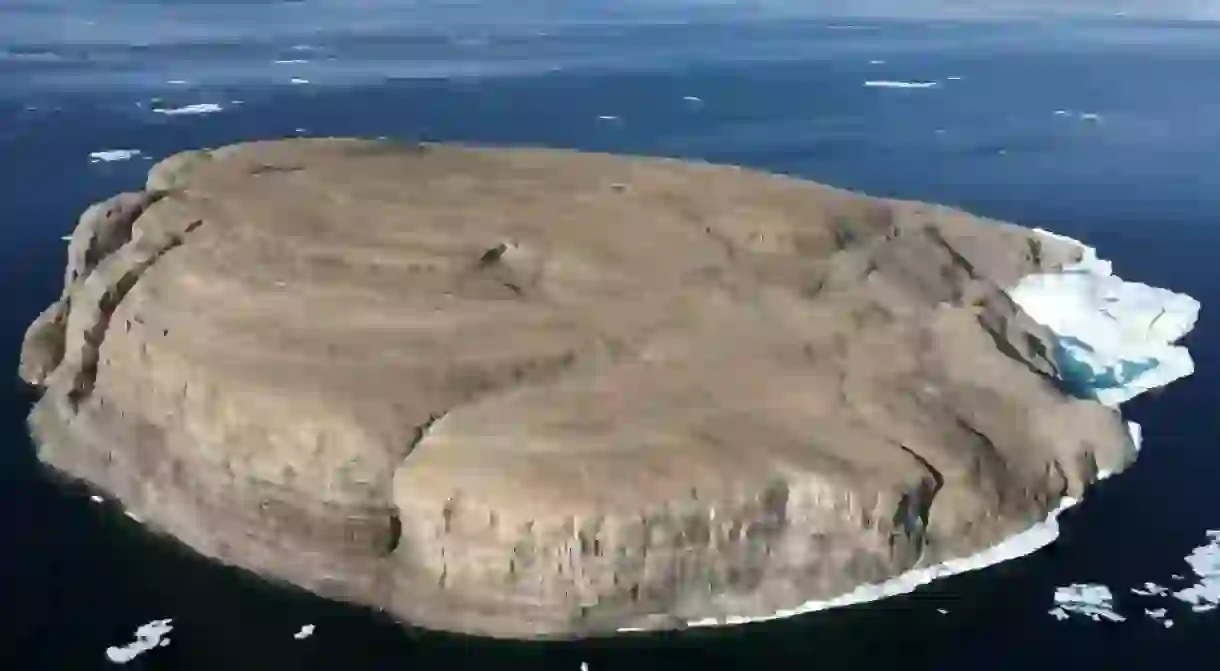 Hans Island is located in the middle of the Nares Strait in Arctic Sea