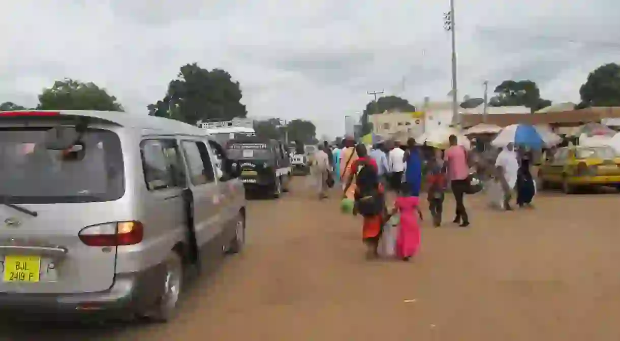 A van in Brikama waiting for passengers