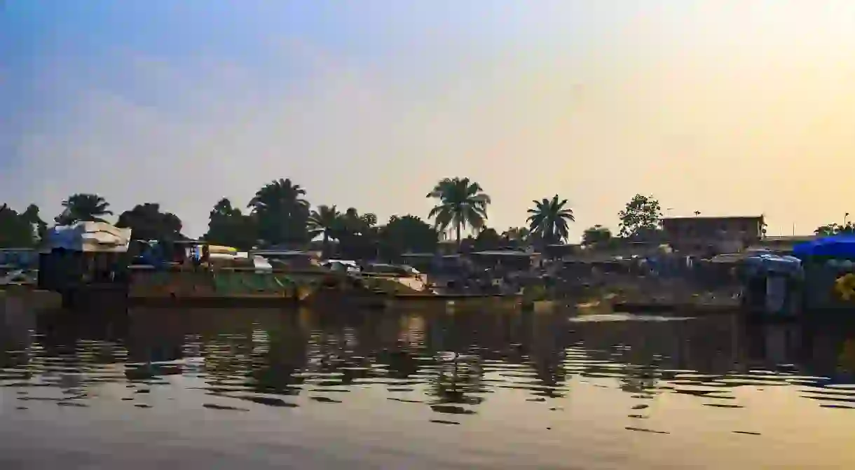 A view of the sunset on the Congo River