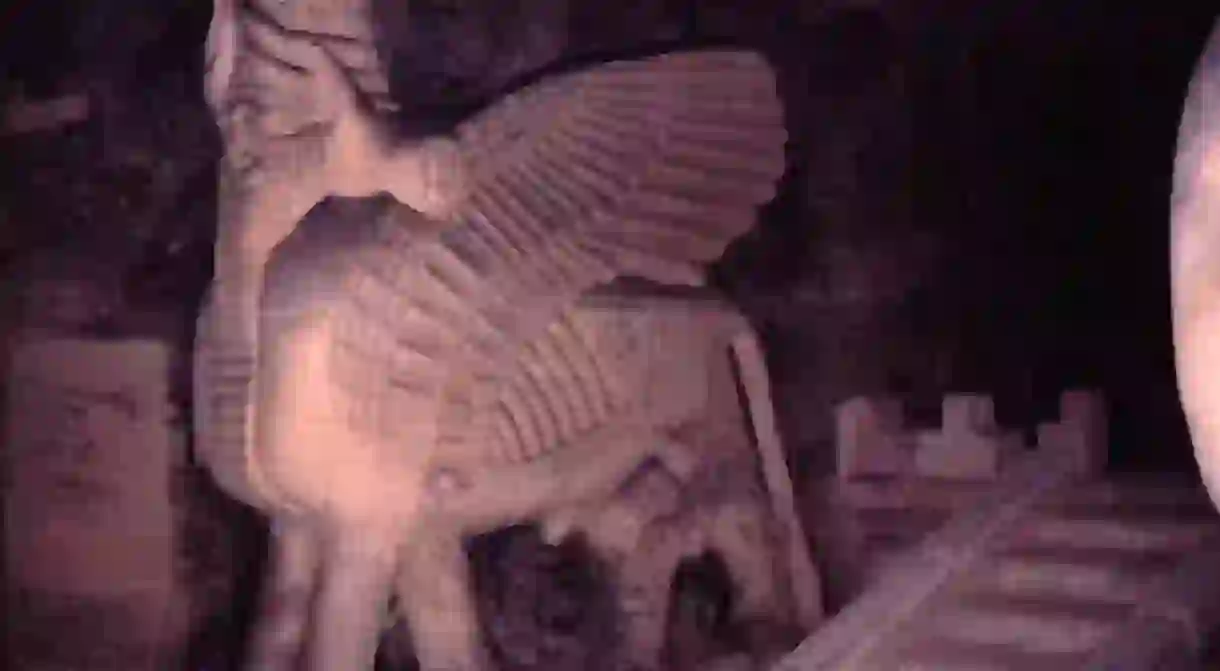 A statue of a cherub inside the Jezuïetenberg Caves