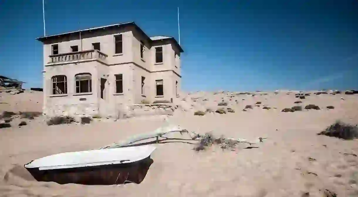 Situated just 10km (6 miles) inland from the port of Luderitz, Kolmanskop is famous for its abandoned buildings drowning in sand dunes