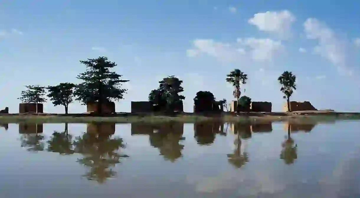 Mud huts along the Niger River