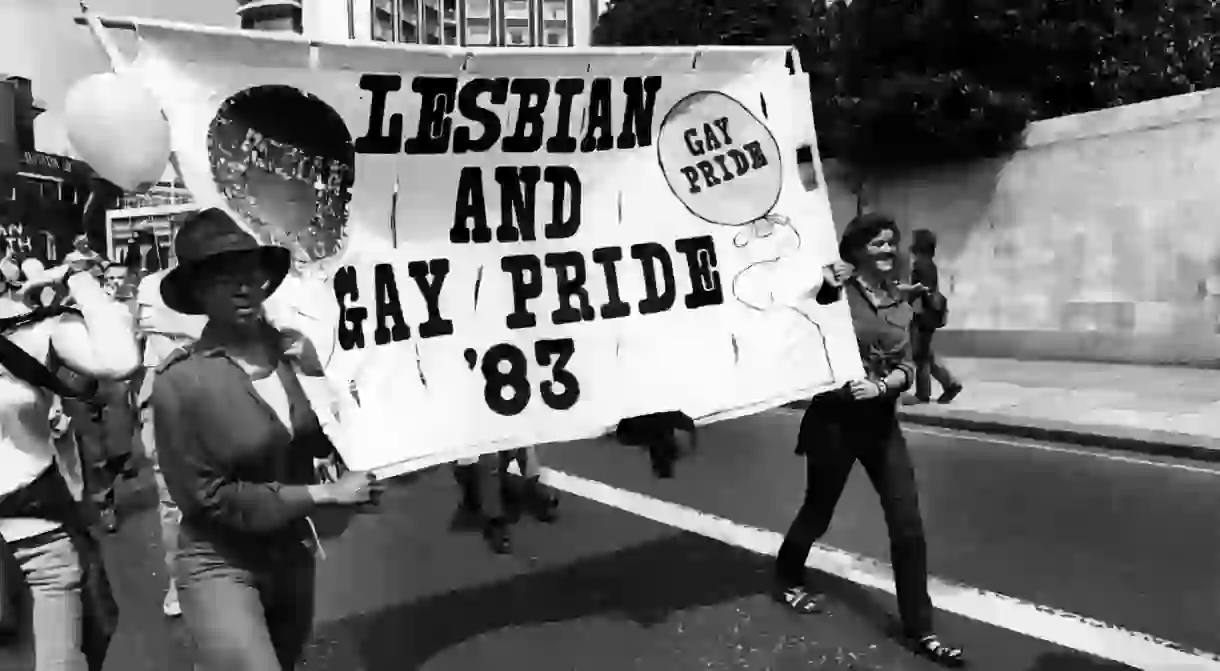 Lesbian and gay pride march, London, 1983