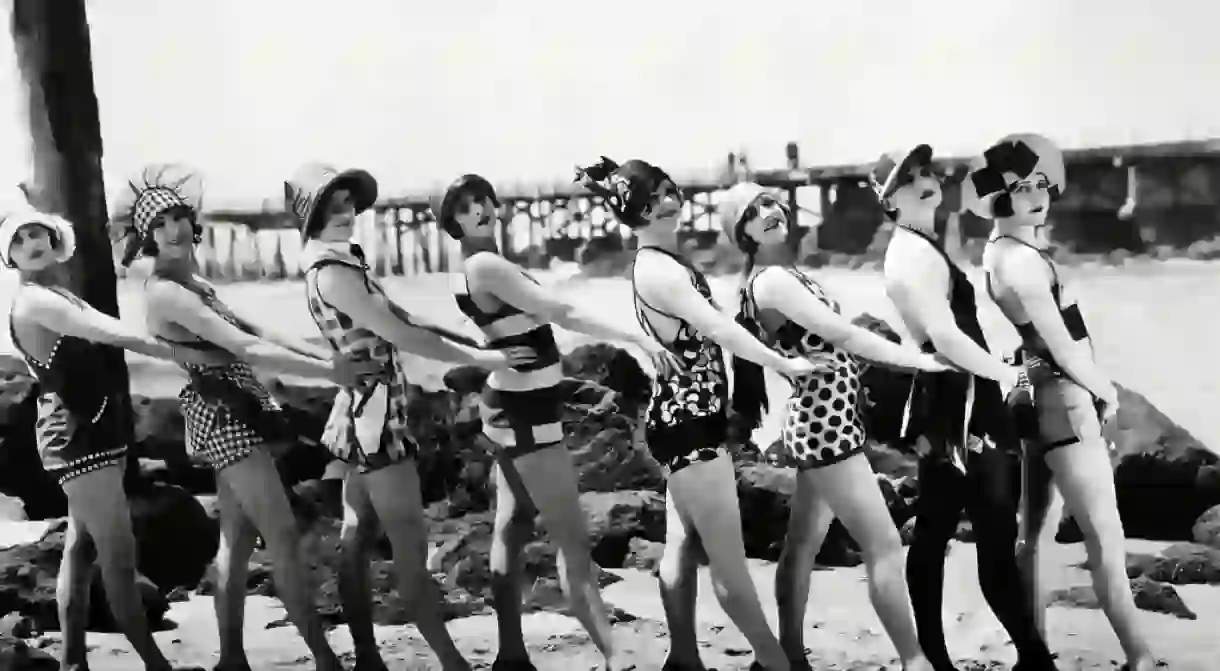 Bathing Beauties, 1916. Silent Film, Produced By Mack Sennett (1884-1960), American Film Producer And Director. Bathing Beauties, 1916.