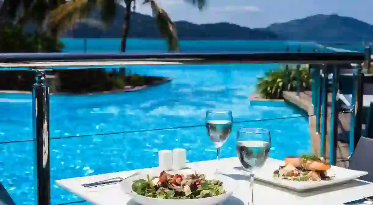 Poolside dining at Sails