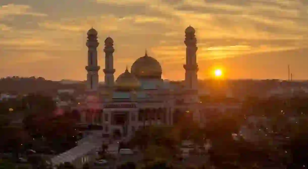 Sunset view JameAsr Hassanil Bolkiah Mosque