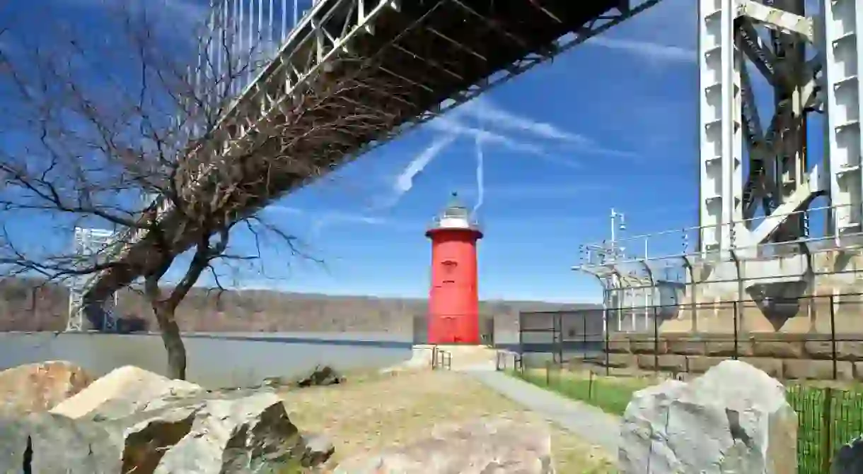 Little Red Lighthouse next to the George Washington Bridge, Manhattan