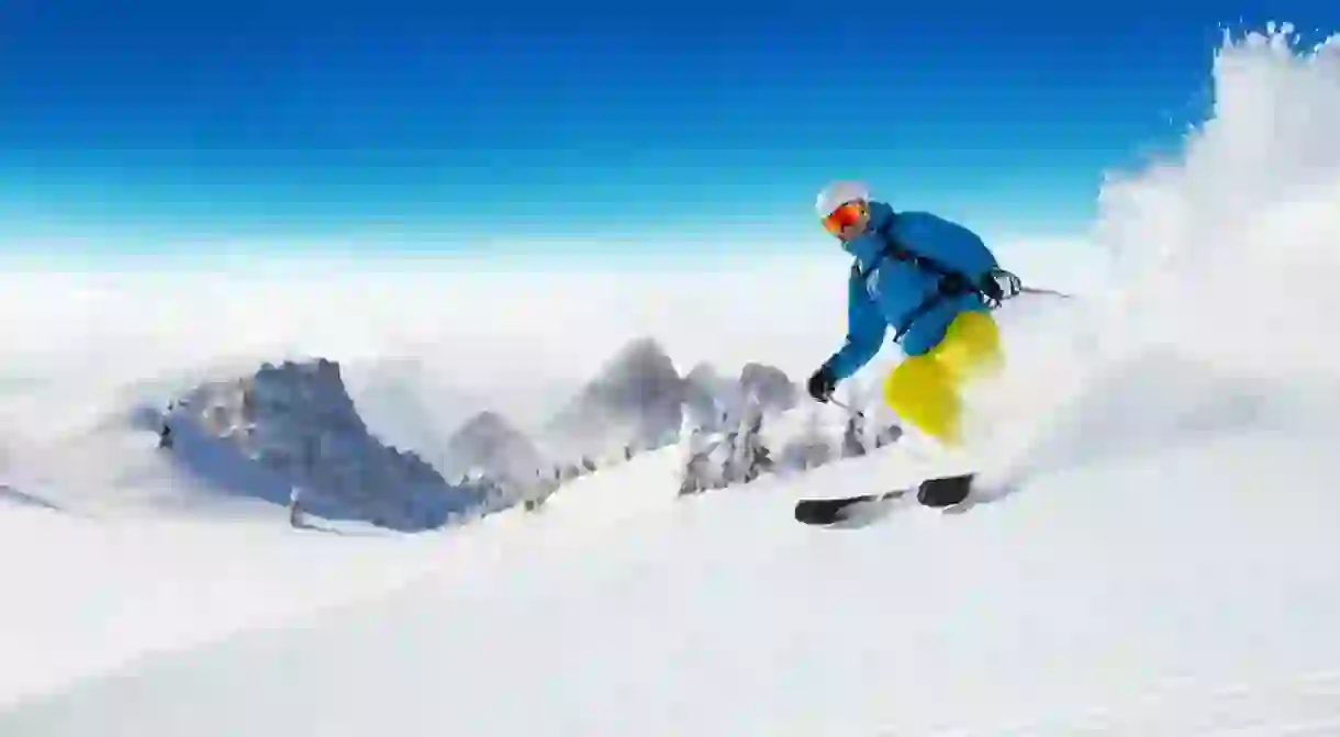 Beautiful powder on the slopes of the Dolomites