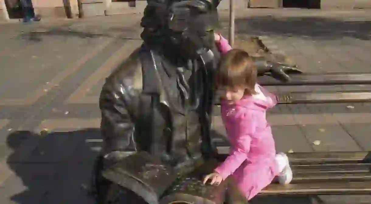 Statue of poet Laza Kostic in Sombor , Serbia