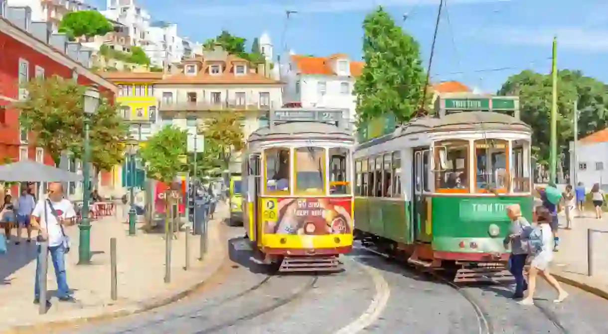 Trams in Lisbon, Portugal