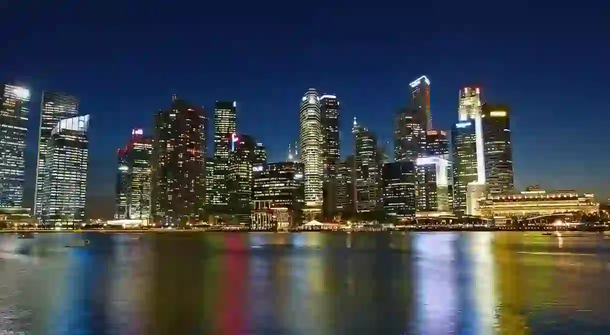 Panoramic view of Singapore river skyline