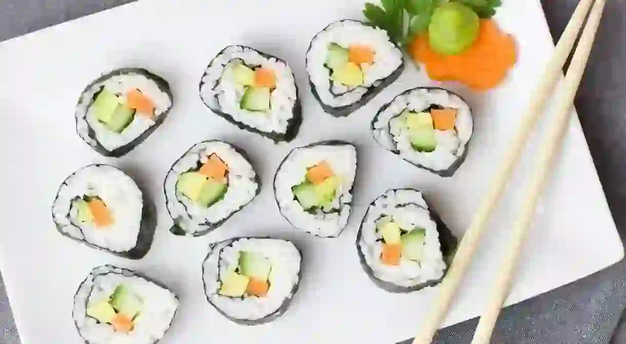 Veggie sushi with rice