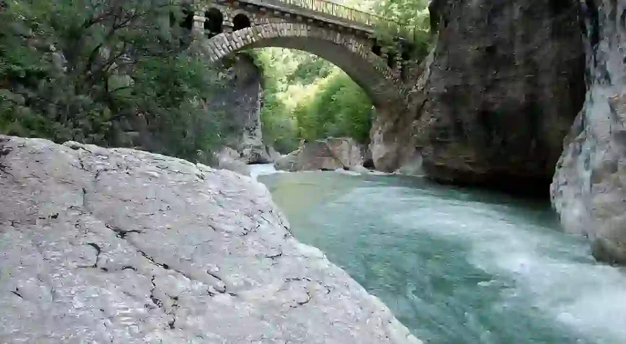 Gurit Bridge in the Rugova Valley, one of the most beautiful natural destinations to visit in Kosovo