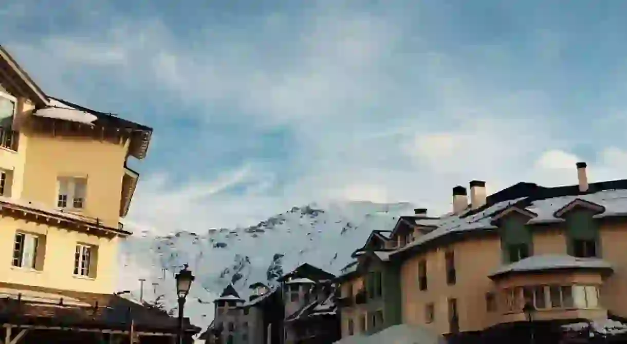 Terraces in Pradollano, the Sierra Nevadas main ski resort