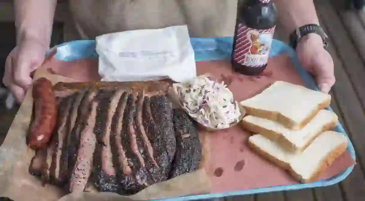 Lunch tray at Franklin BBQ, Austin, Texas