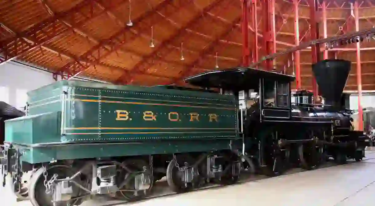 A historic B&O locomotive at the B&O Railroad Museum