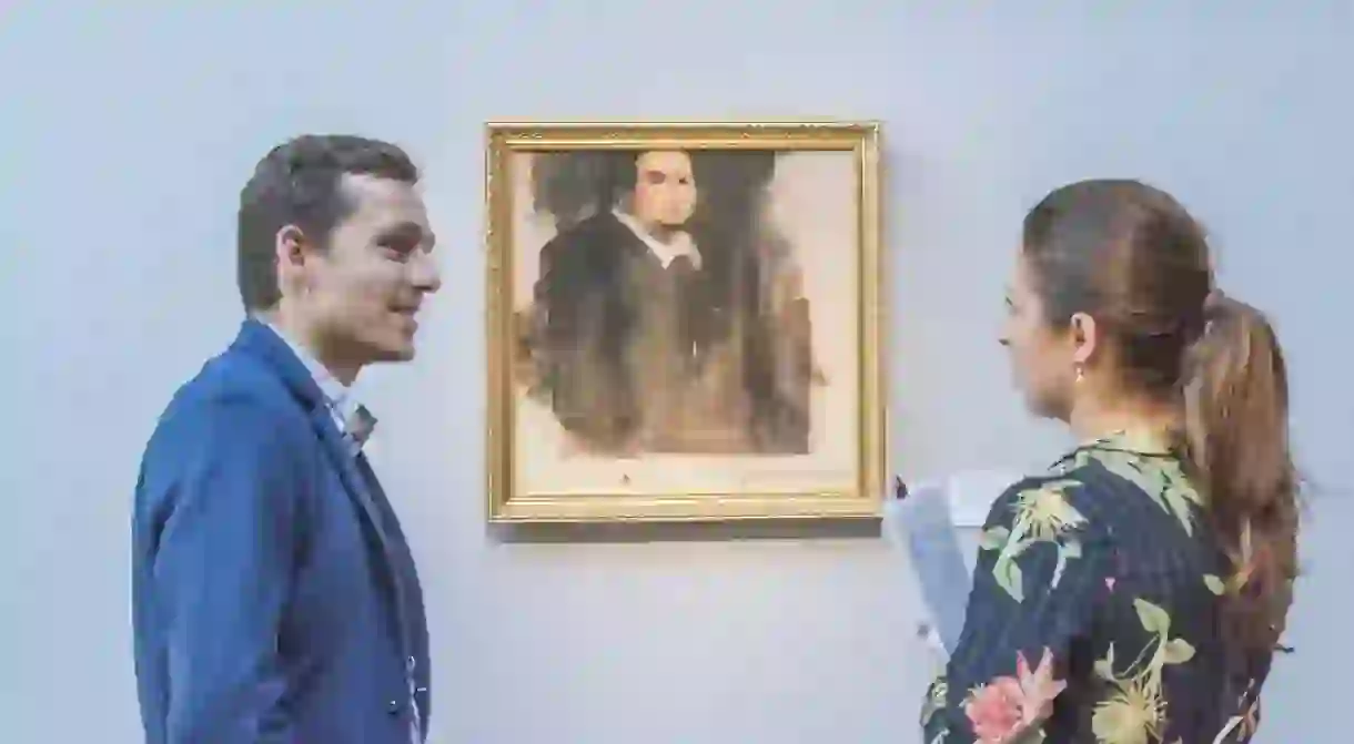 Portrait of Edmond Belamy (2018) on view at Christies London