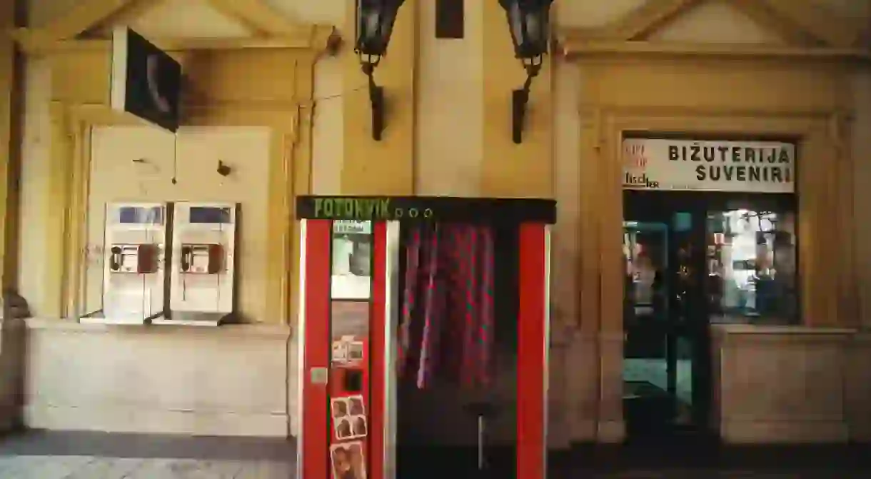 Photo booth at the railway main station in Belgrade, Serbia.