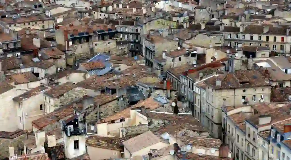 Central Bordeaux, France seen from spire of Saint Michel church