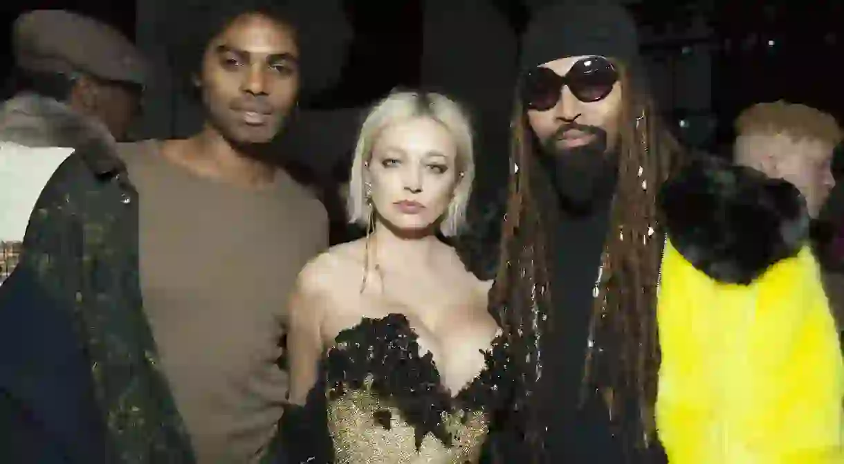 Sean Michael Frazier, Caroline Vreeland and Ty Hunter at The Blonds fall/winter 2018 show, New York Fashion Week