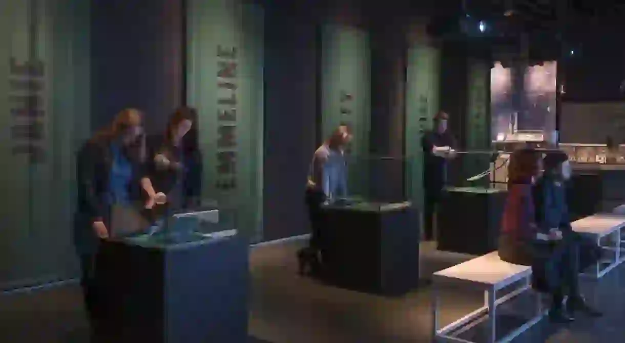 Museum of London visitors at the ‘Votes for Women’ exhibition