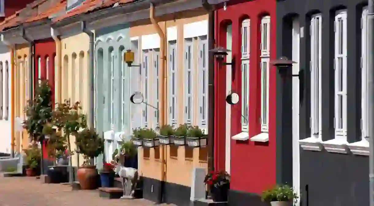 The colourful houses of Fyns Hoved, a bight in northeastern Fyn