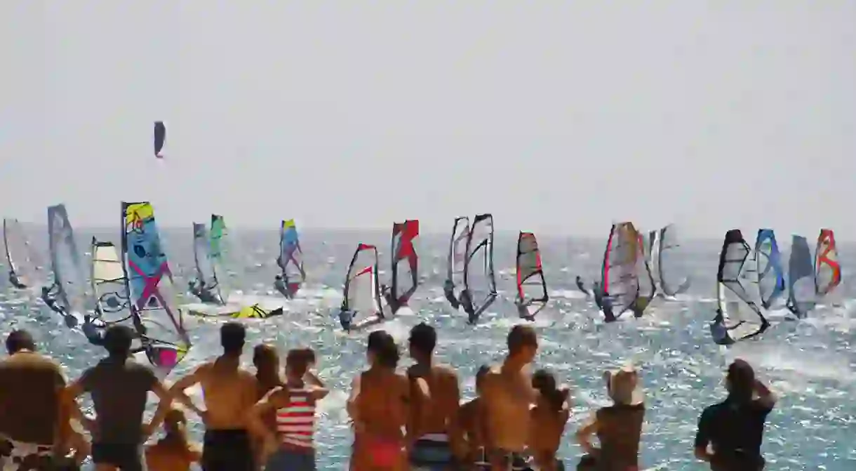 Windsurfers in Tarifa, Spain