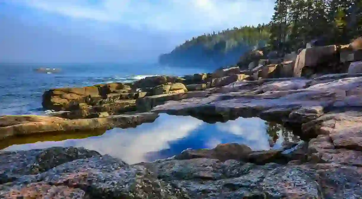 Fog rolling in towards Otter Cliff