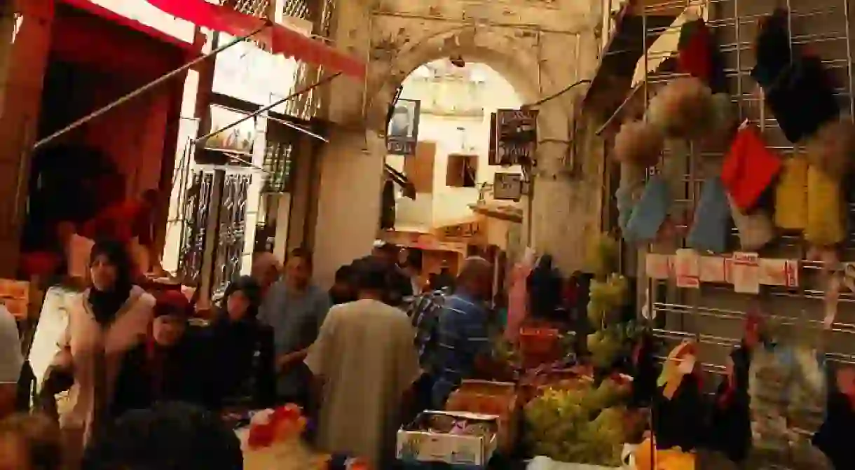 A market stall in the old part of Tangier, which can be reached by a 35-minute ferry ride from Tarifa