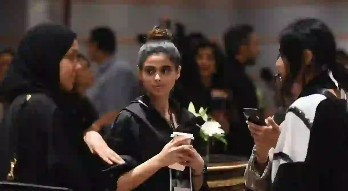 Women at the Saudi Fashion Week, held at Ritz Carlton in Riyadh in April 2018