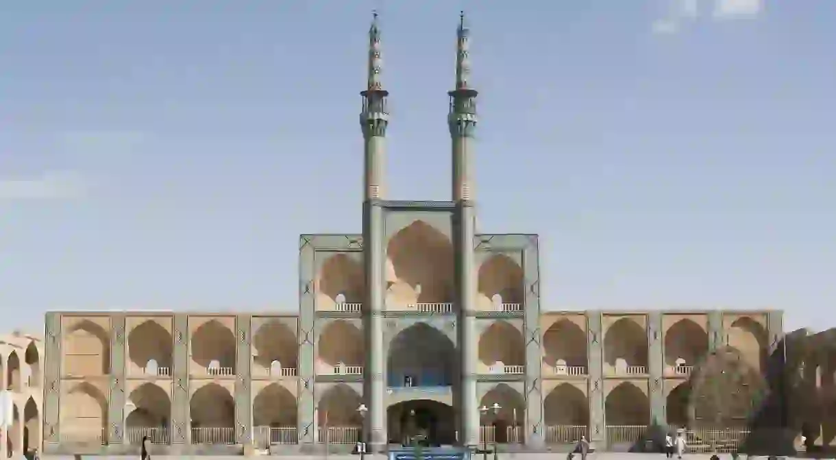 The Amir Chakhmaq Complex in Yazd, Iran, noted for its symmetrical sunken alcoves