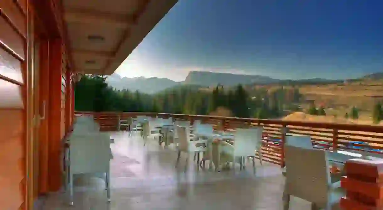 The view from Hotel Soas restaurant in Durmitor National Park, Montenegro