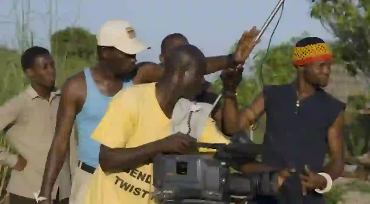 Film crew on a Nollywood movie set