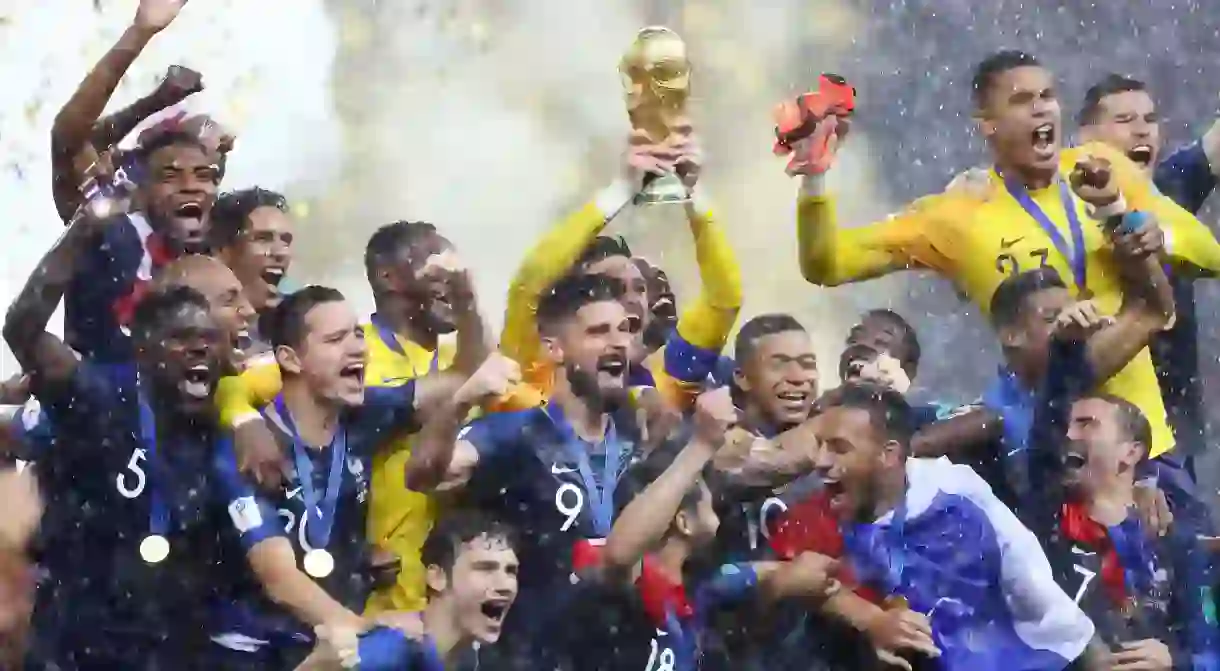 France celebrate winning the 2018 World Cup in Russia