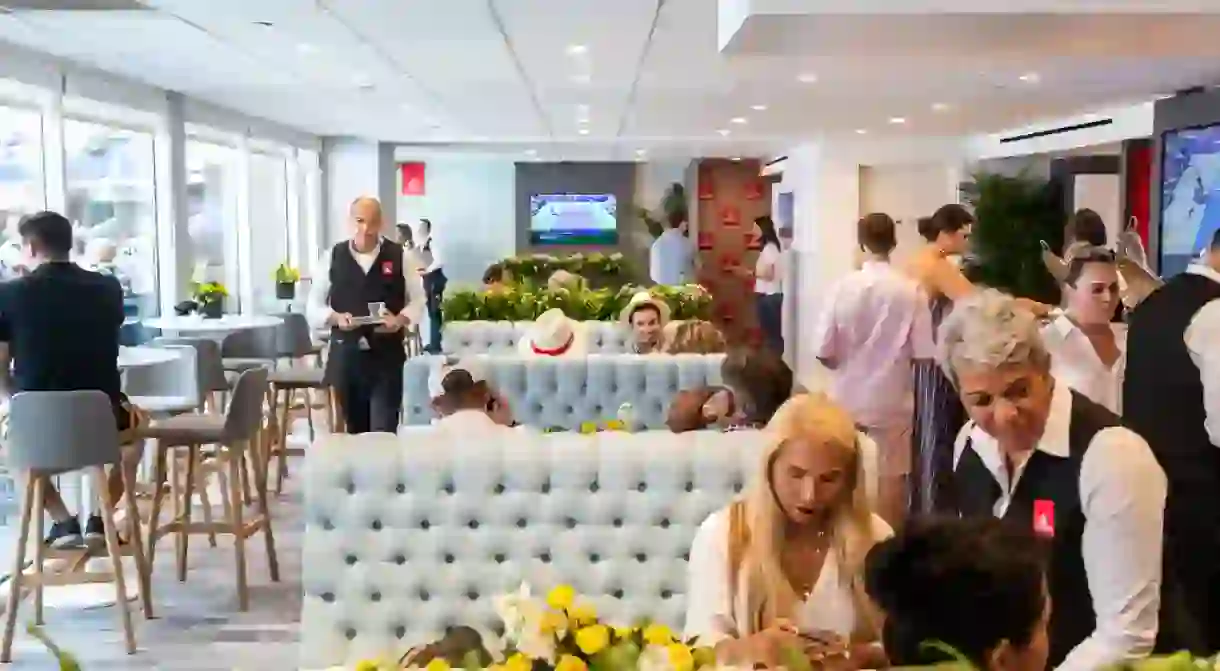 The Emirates suite at the US Open can hold up to 80 people