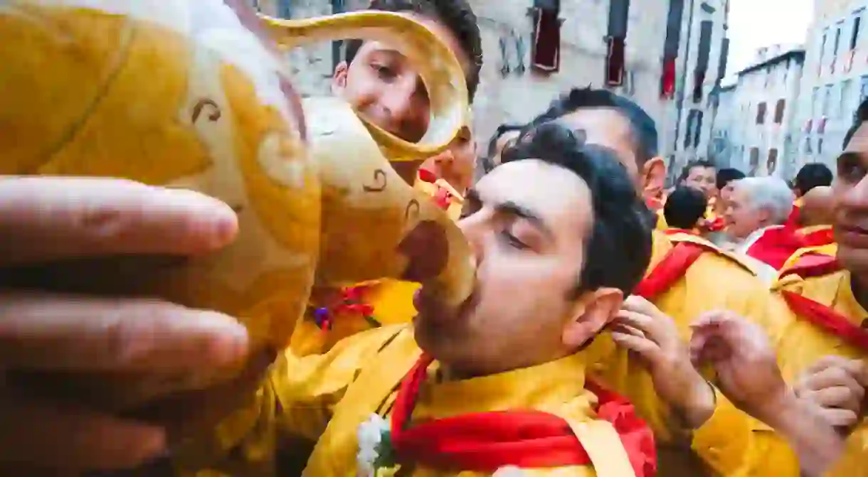 Participants at the Festa dei Ceri, Gubbio, Italy