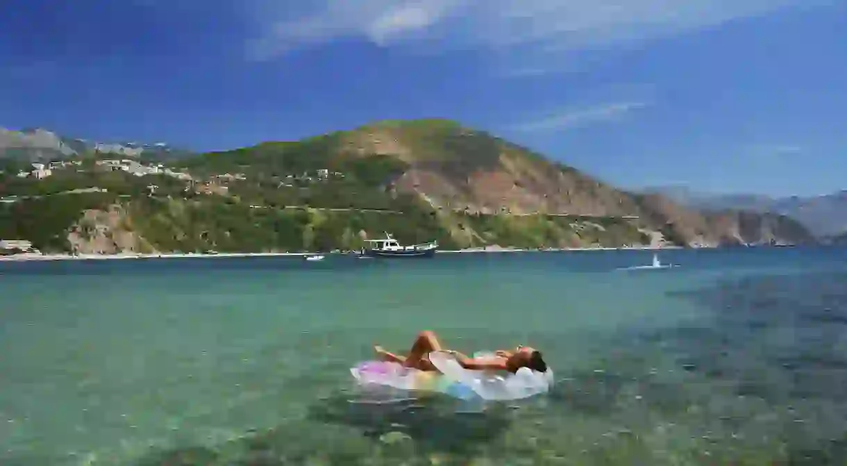 Sunbathing on Adriatic waters in Montenegro