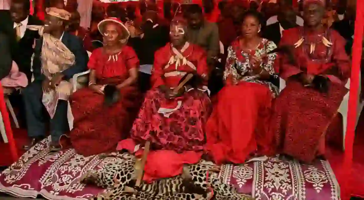 Members of the Teke royal family in traditional attire