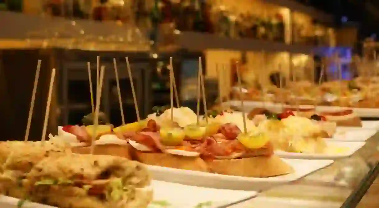 A selection of classic pintxos in Barcelona