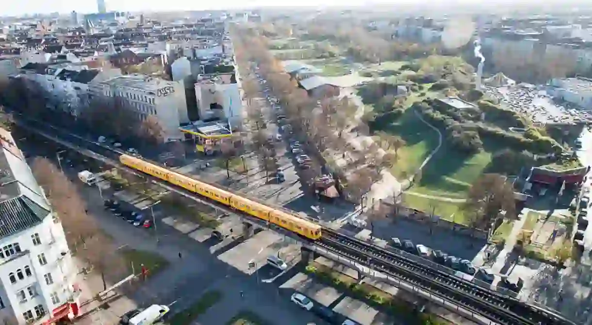 Birds eye view of Görlitzer Park in Berlin-Kreuzberg