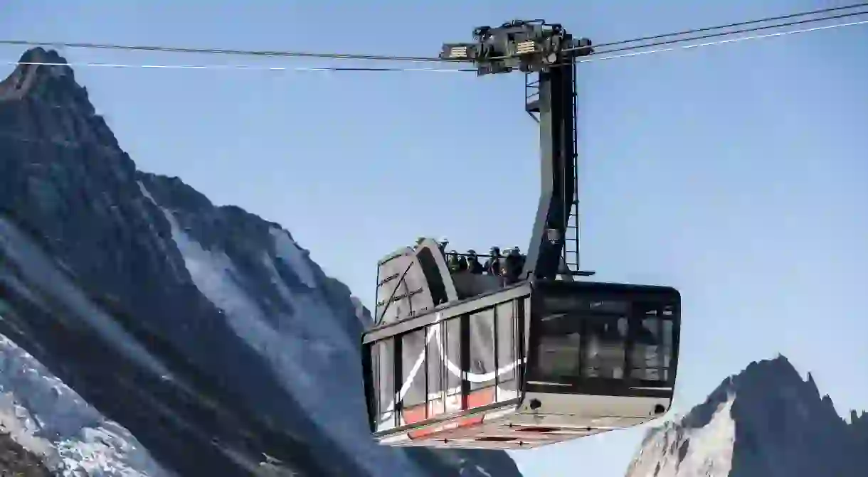 The new cables car and roof terrace command unrivalled views of the famous Mont Blanc