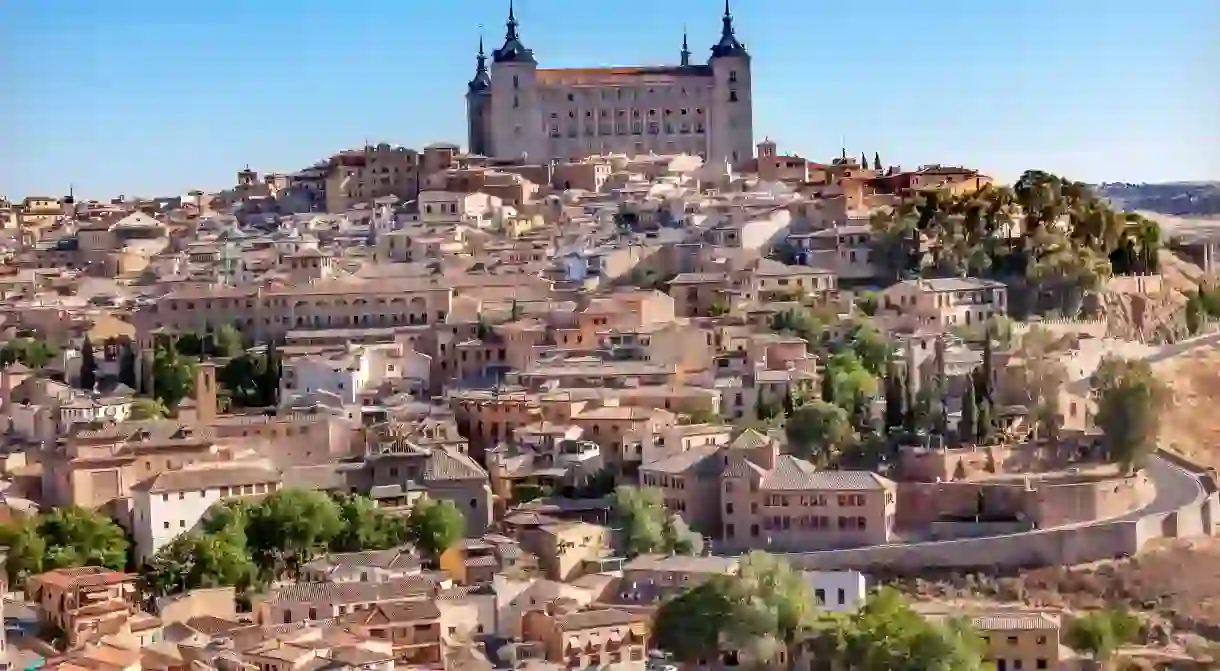 The spired Alcázar, one of the top attractions in the city, stands sentinel over Toledo