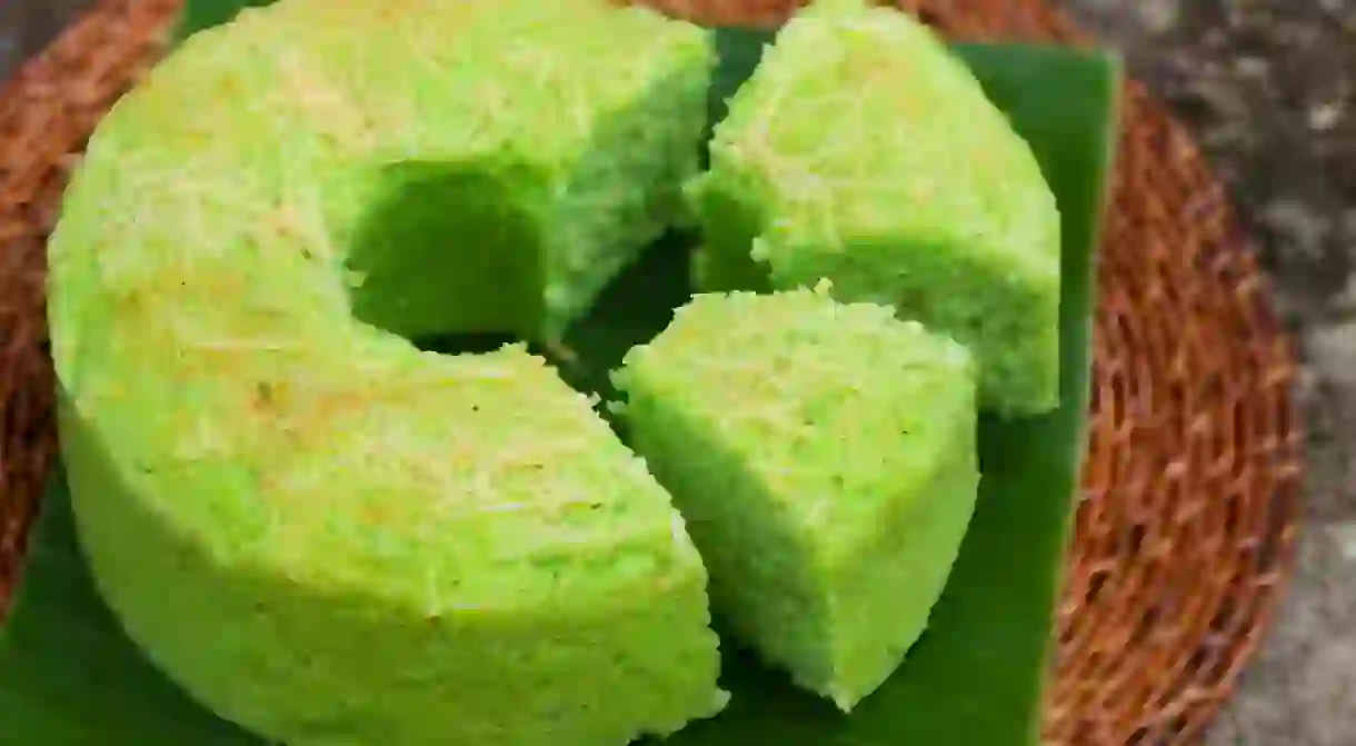 Pandan chiffon cake is a popular Singaporean dessert