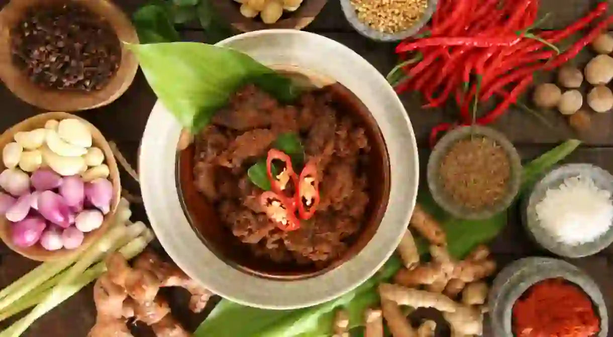 Rendang Padang. Spicy beef stew from Padang, Indonesia.