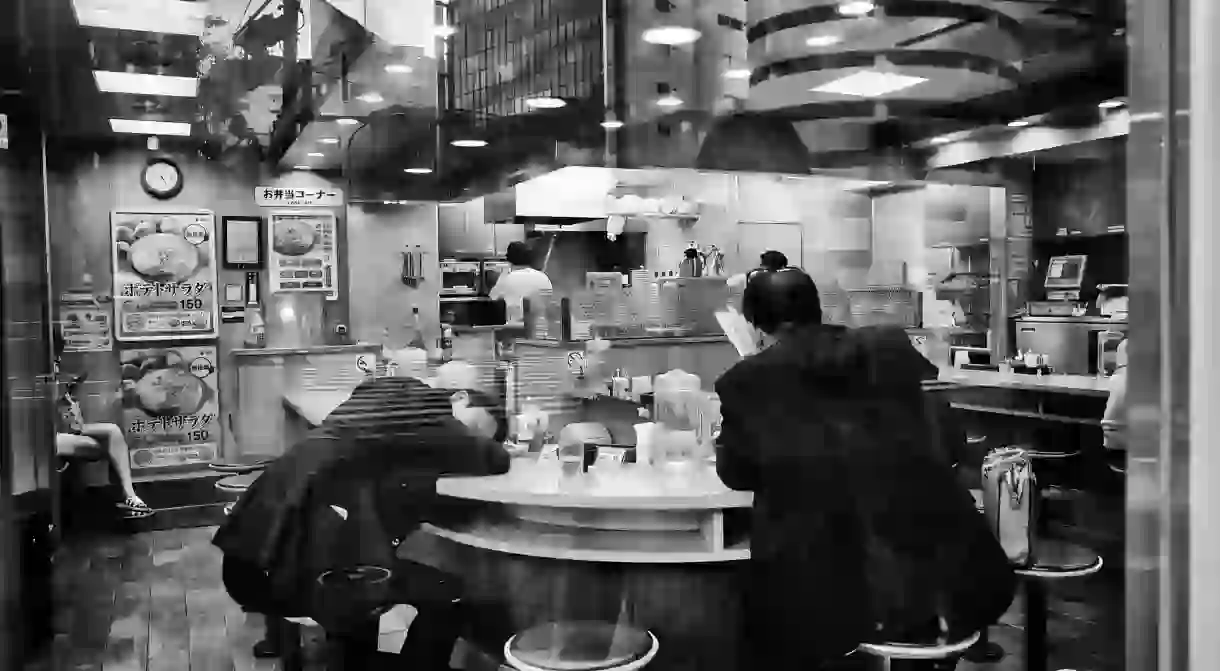 Salarymen passed out in a café in Shinjuku at 5am