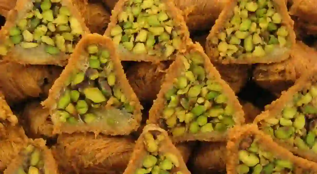 Sweets on display at a stand in Beirut