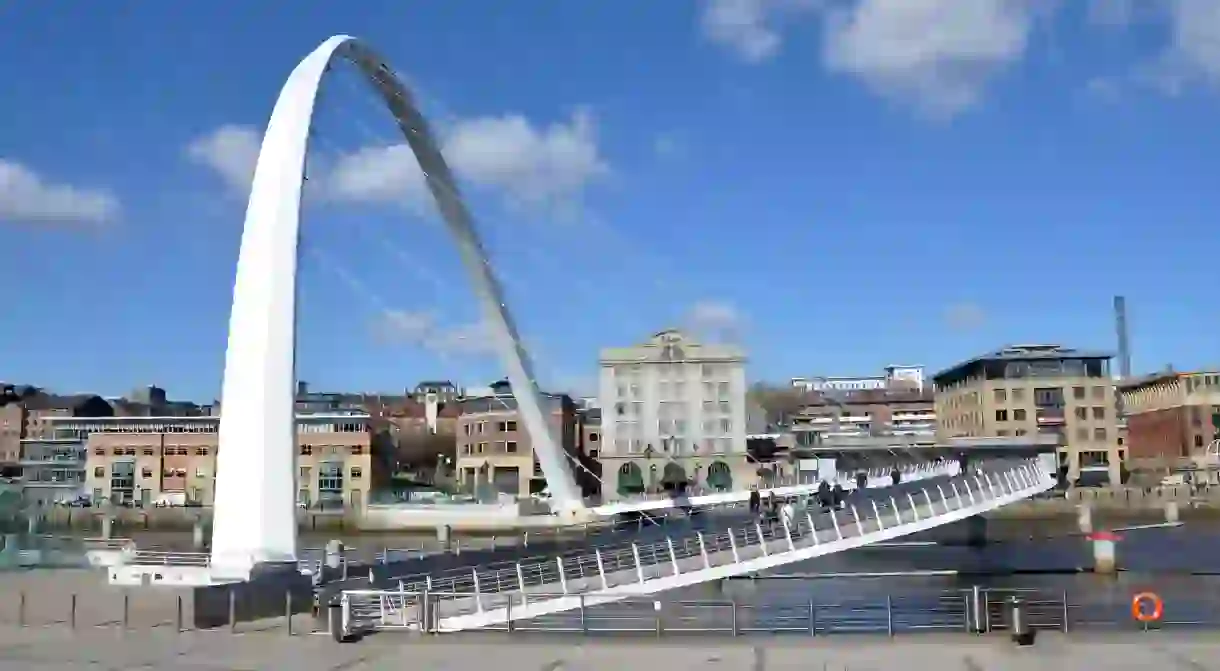 Enjoy a stroll along Newcastles quayside and across Millennium Bridge