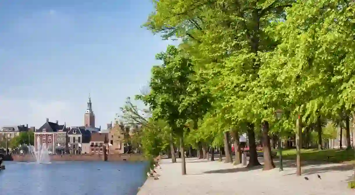 Hofvijver pond and park in the city centre of the Hague, the Netherlands