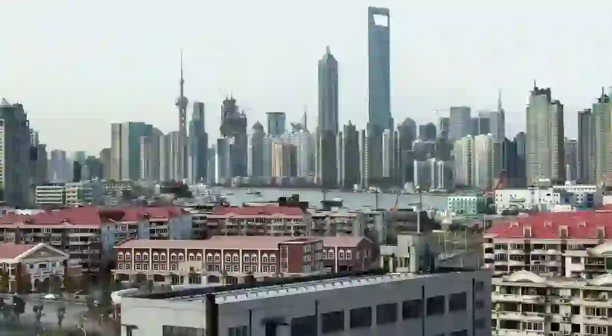 The Shanghai district of Pudong is situated east of the Huangpu River