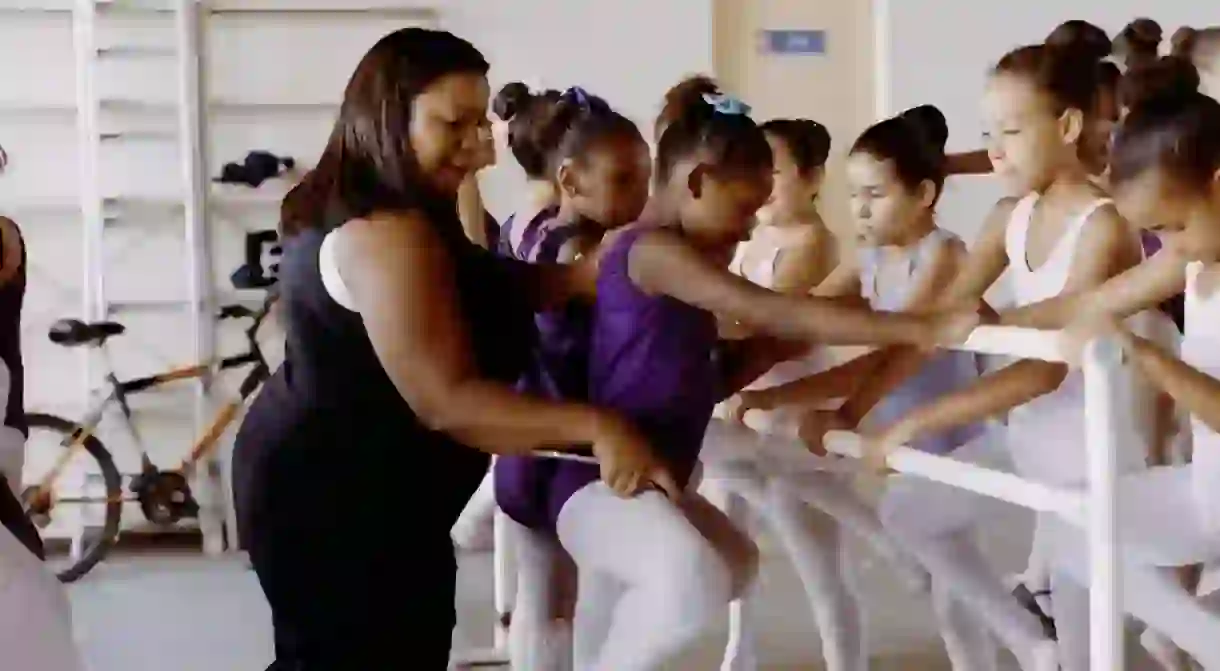 Daiana teaches ballet to young girls from impoverished areas in Rio de Janeiro